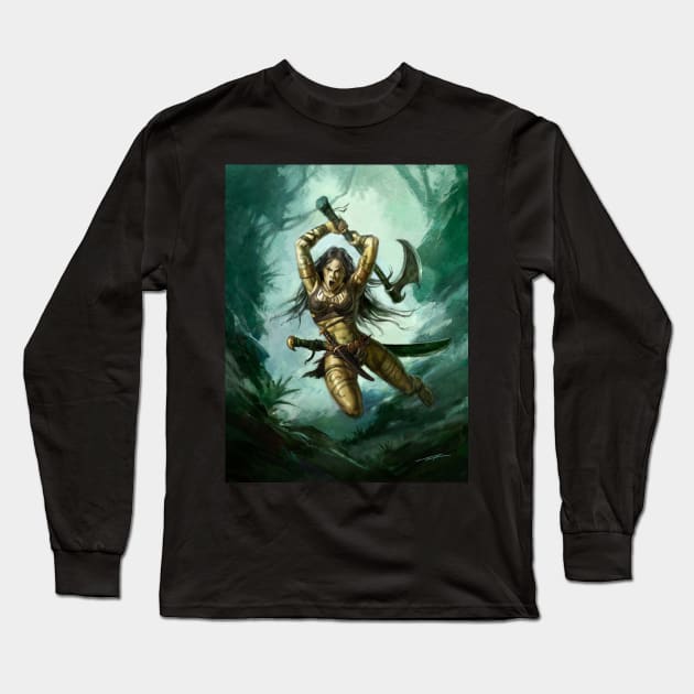 Amazon Warrior Long Sleeve T-Shirt by AlanLathwell